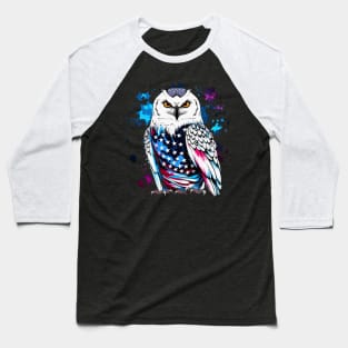 Patriotic Snowy Owl Baseball T-Shirt